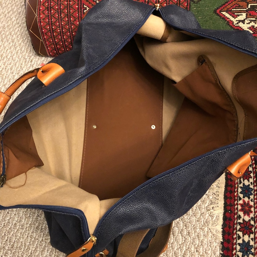 Bric's Navy and Tan Leather-Trim Duffel - Picture 4 of 4